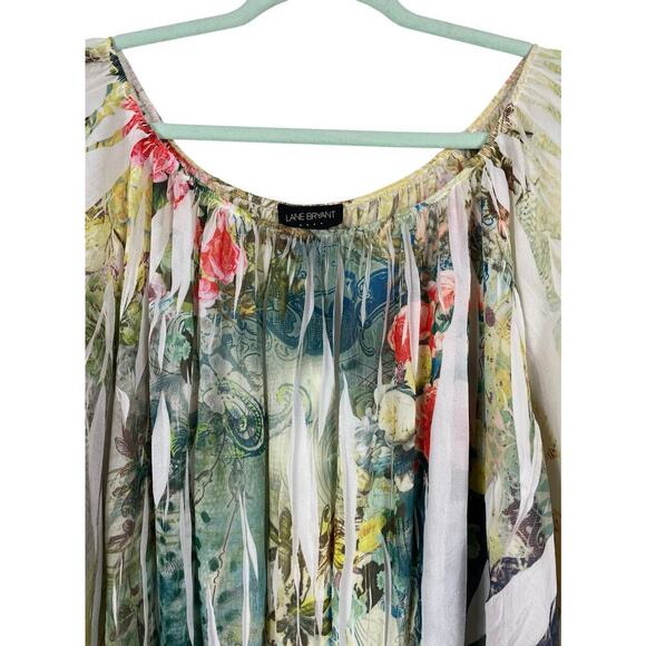 Lane Bryant Floral Off Shoulder Blouse Size 18 / 20 W Sheer Botanical Whimsical - Picture 3 of 13